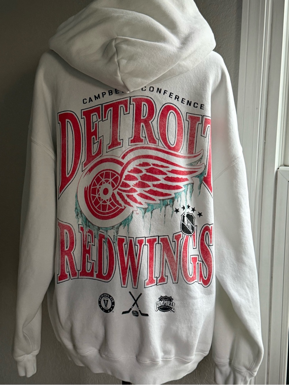Abercrombie Vintage Hockey Detroit Red Wings Oversized Hoodie M